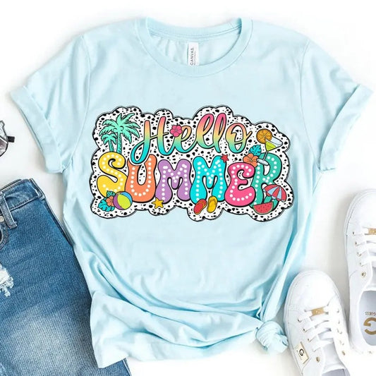 Hello Summer Dalmatian Dots, Summer Vibes, Bright Doodle, Lake Days, Hello Summer, Beach, Vacation  T-shirt, sweater and Hoodie