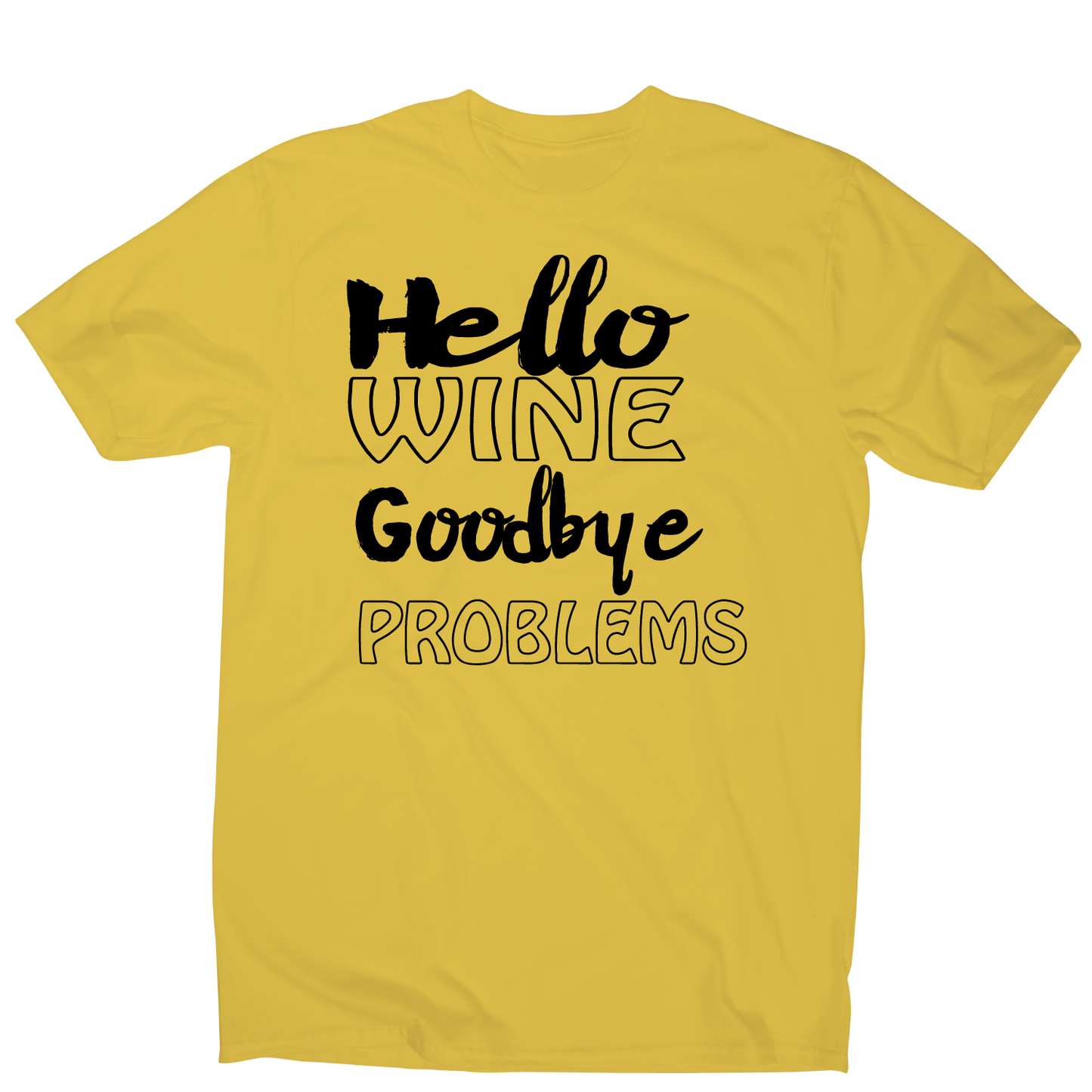 Hello wine goodbye problems funny drinking t-shirt men's