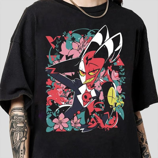 Helluva Boss Blitzo Loona Moxxie Flower T-Shirt, Helluva Boss Villains Characters, Hazbin Hotel, Gift for fan