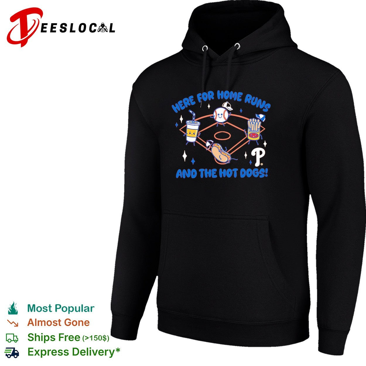 Here for home runs and the hot dogs Philadelphia Phillies mascot food MLB shirt