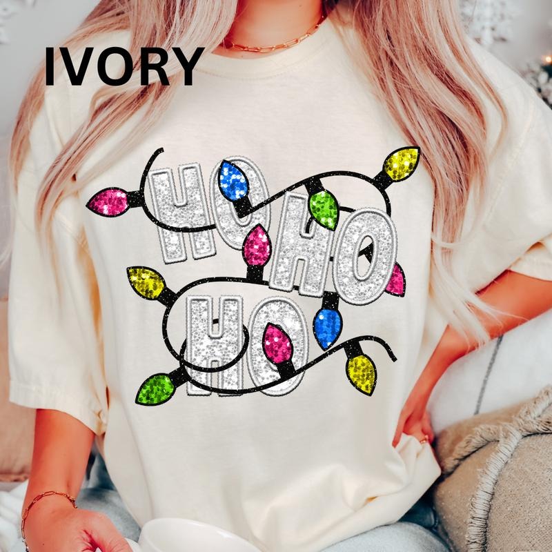 Ho Ho Ho christmas LIGHTS shirt Women's Oversized Christmas Shirt - Festive Printed Design - Cotton, Comfortable Casual...