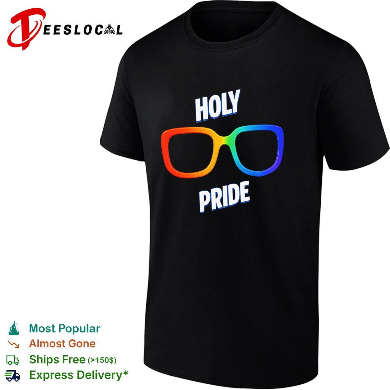 Holy Pride glasses rainbow frame pride shirt