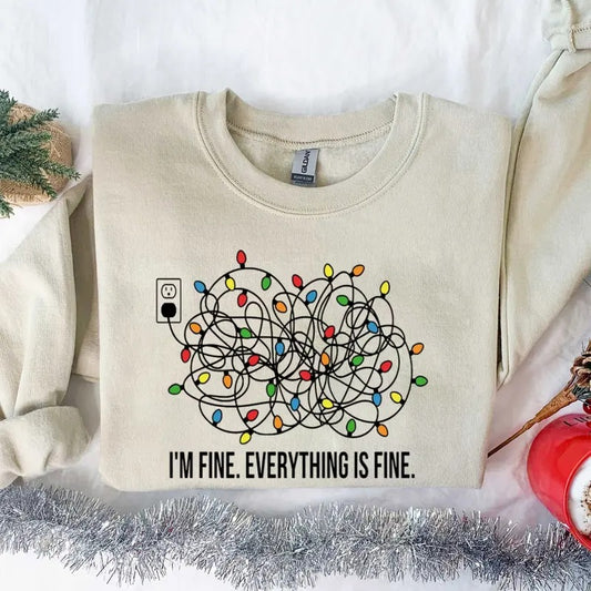 I'm Fine Everything Is Fine Tshirt/Sweatshirt/Hoodie, Retro Crewneck, Gift For MyFriends, Cotton, Menswear Top