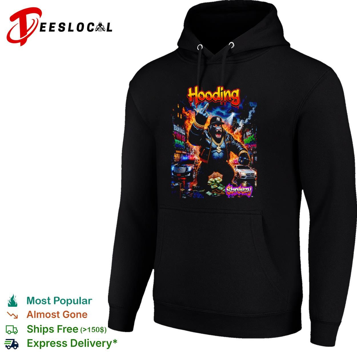 Hooding gorilla middle finger shirt