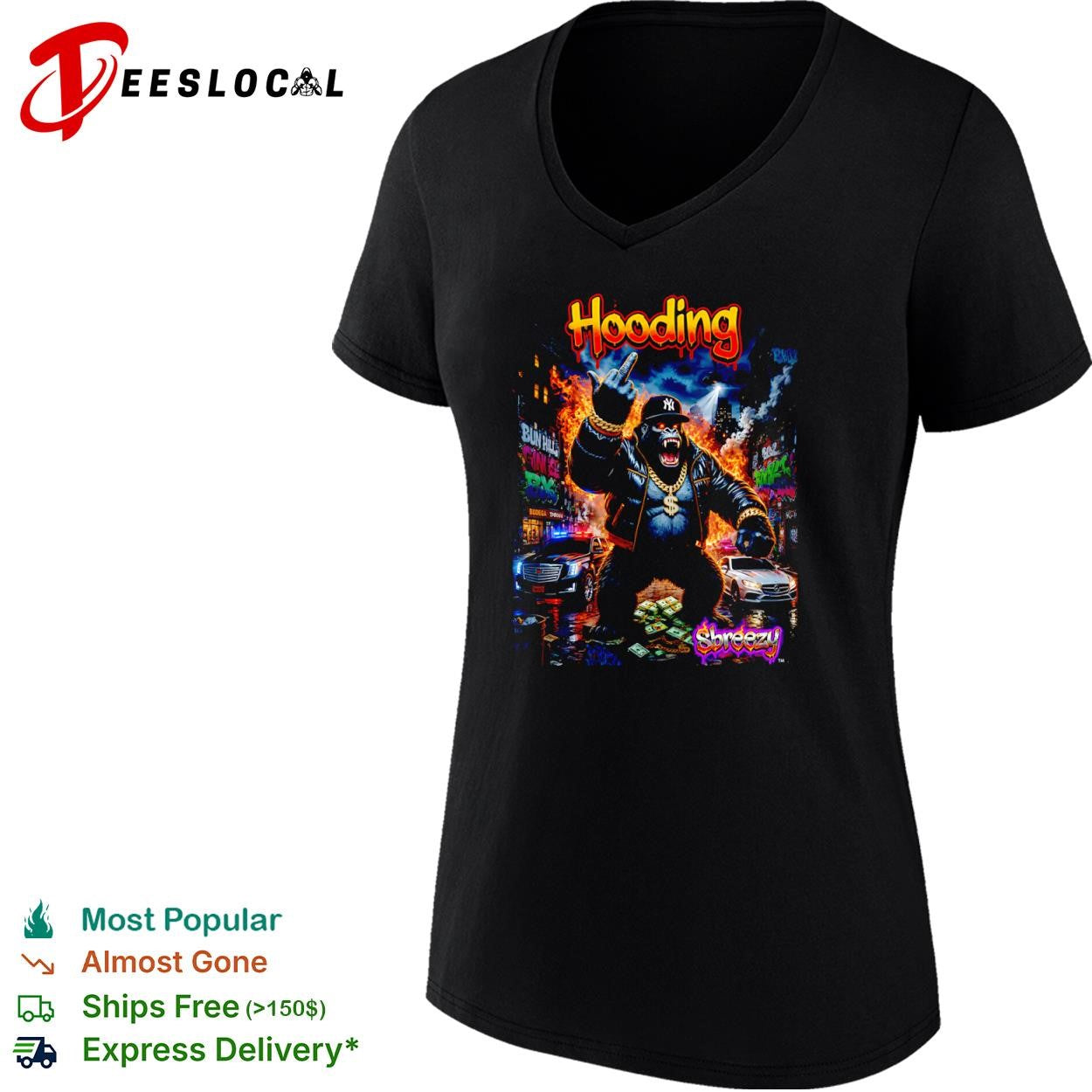 Hooding gorilla middle finger shirt