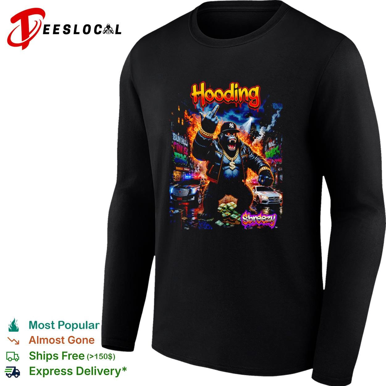 Hooding gorilla middle finger shirt