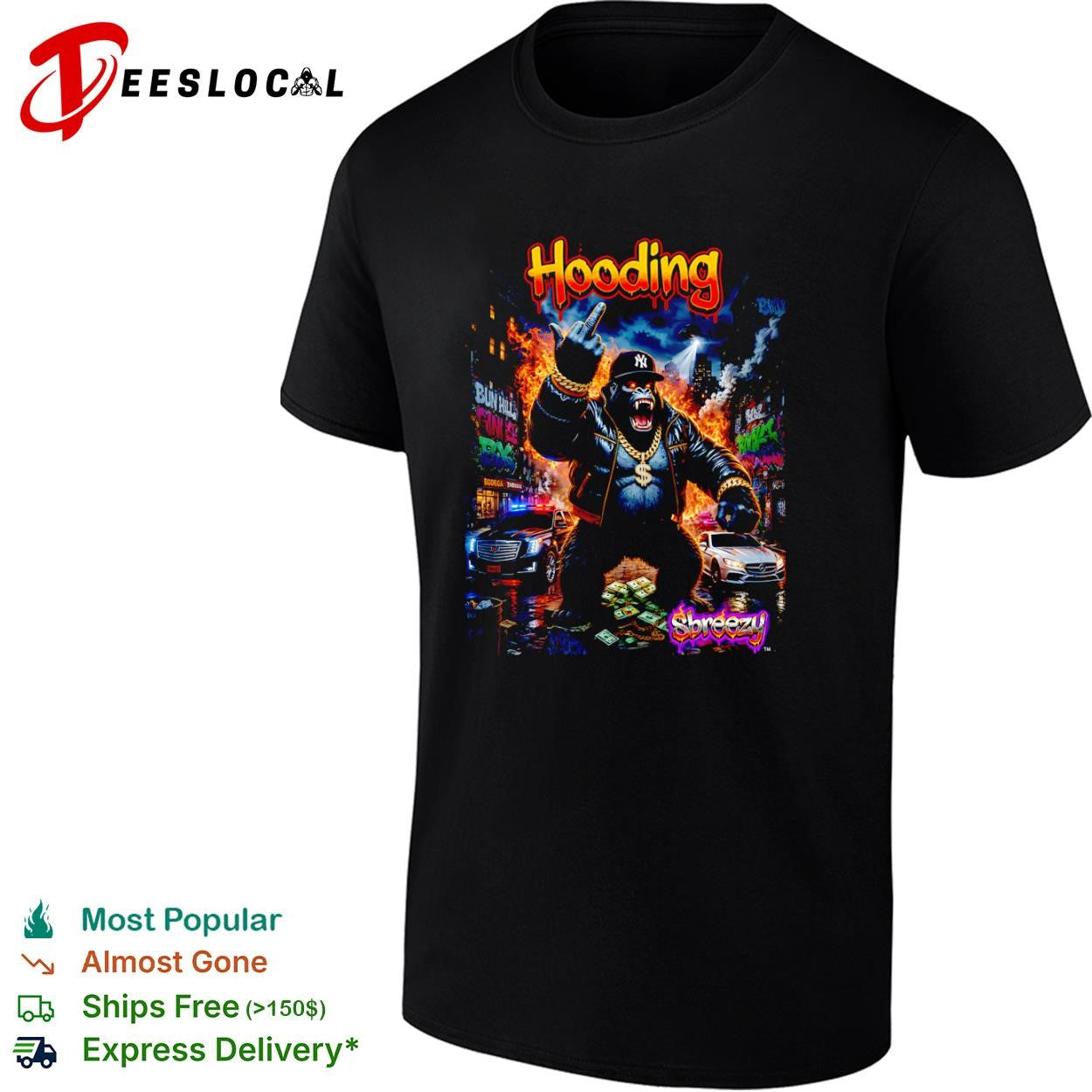 Hooding gorilla middle finger shirt