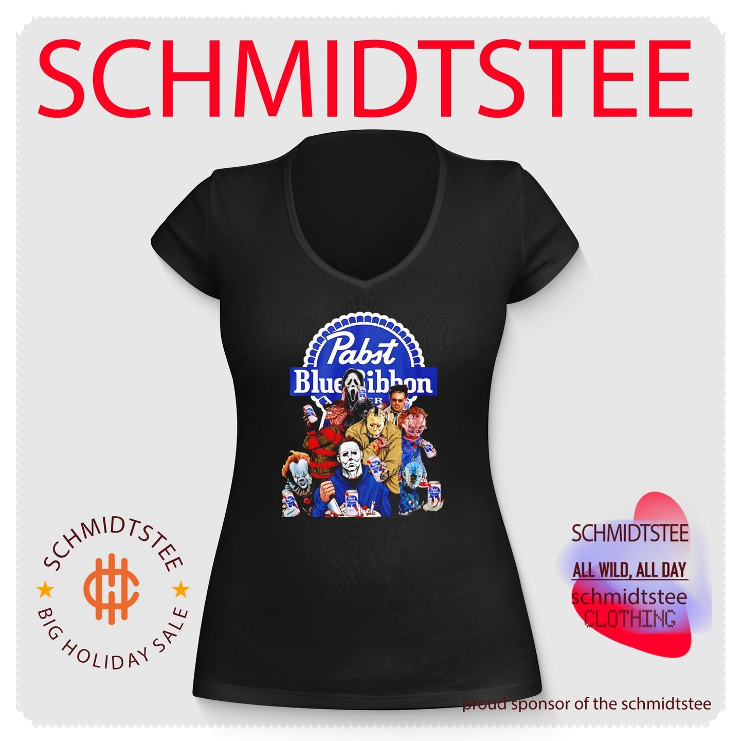 Horror Characters Pabst Blue Ribbon Shirt