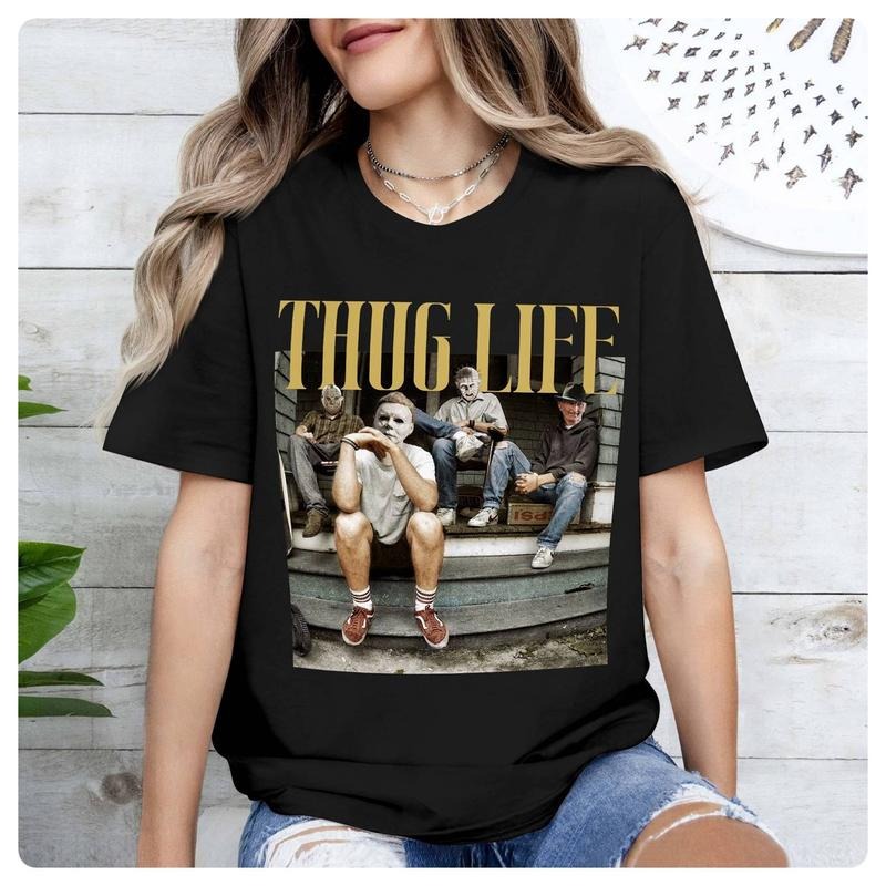 Horror Halloween Thug life Shirt Michael Myers Jason Voorhees Pinhead Freddy Krueger Shirt Scary Halloween Movie Shirt