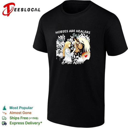 Horses are healers Diego Ranch cowgirl with horse dark graphic shirt