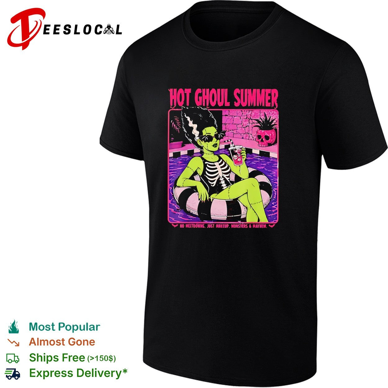 Ghoul Summer Bride of Frankenstein Skeleton Pool Party no meltdowns shirt