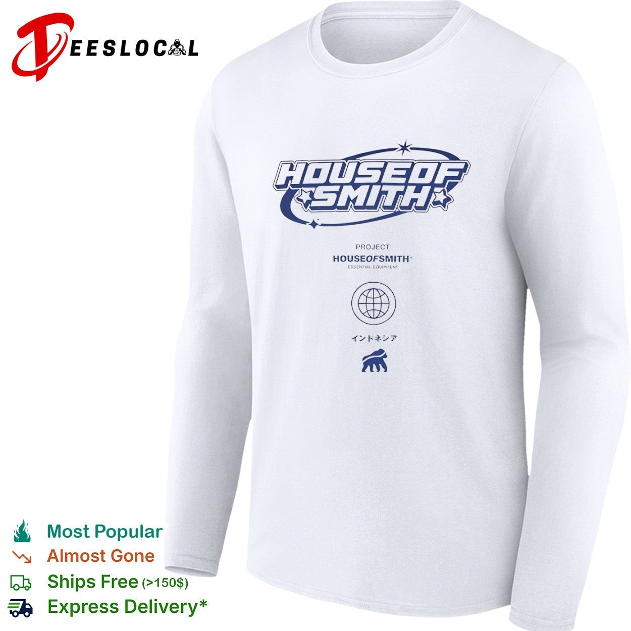 House of Smith Project Essential Equipment Indonesia Gorilla Globe Logo Shirt