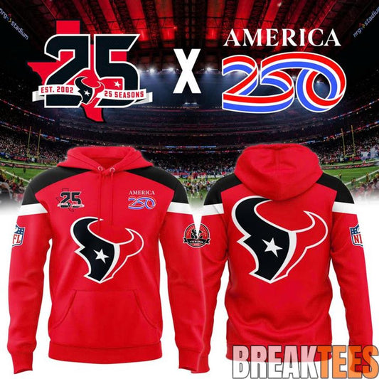 Houston Texans 25 Seasons x America 250 Red Two-Sided Graphic Hoodie