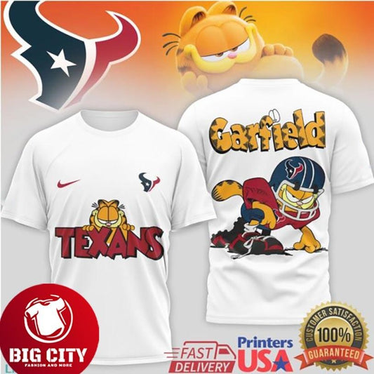 Houston Texans Garfield Football Character Fan Two Sided Shirt