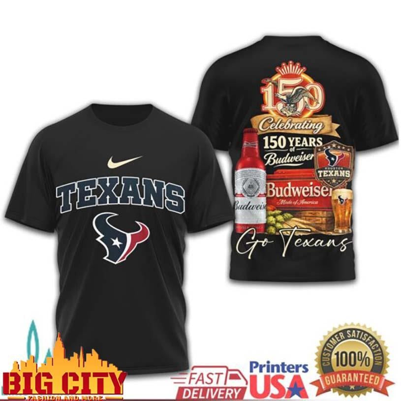 Houston Texans x Budweiser 150 Years Anniversary Limited Edition Two Sided Shirt