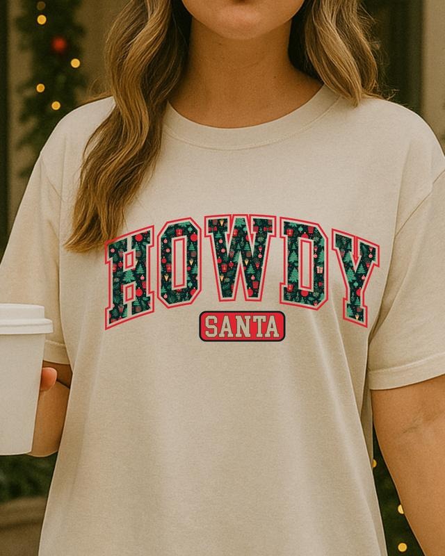 Howdy Santa Comfort Colors, Trendy Christmas Tshirt