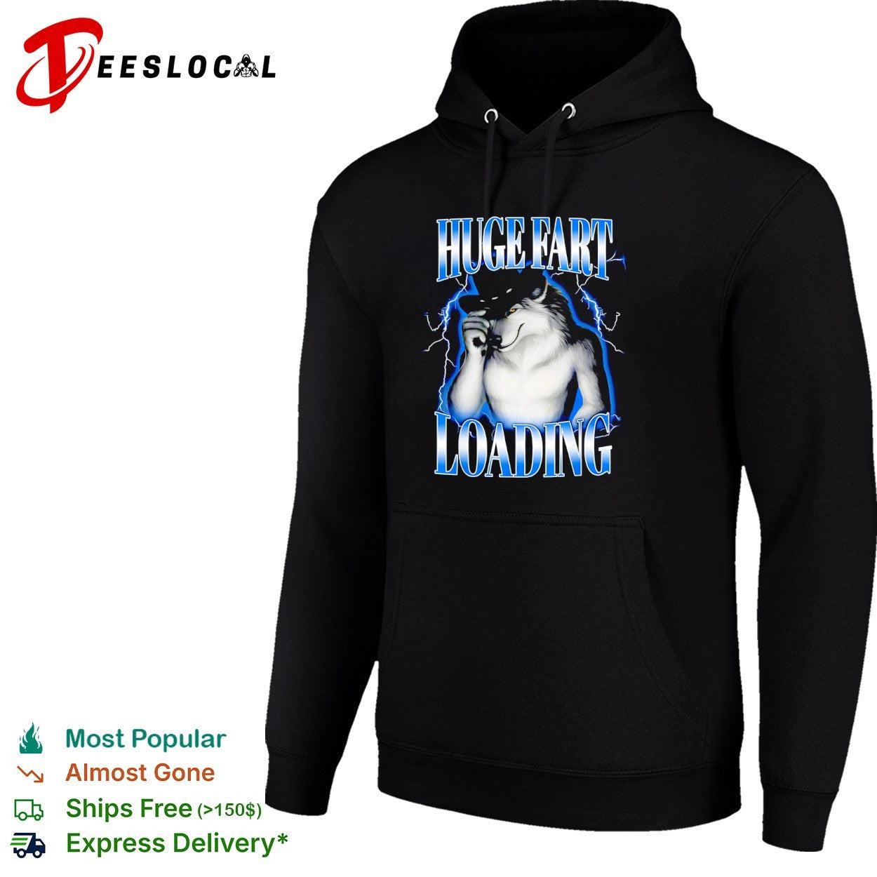 Huge Fart Loading Wolf Cowboy lightning shirt