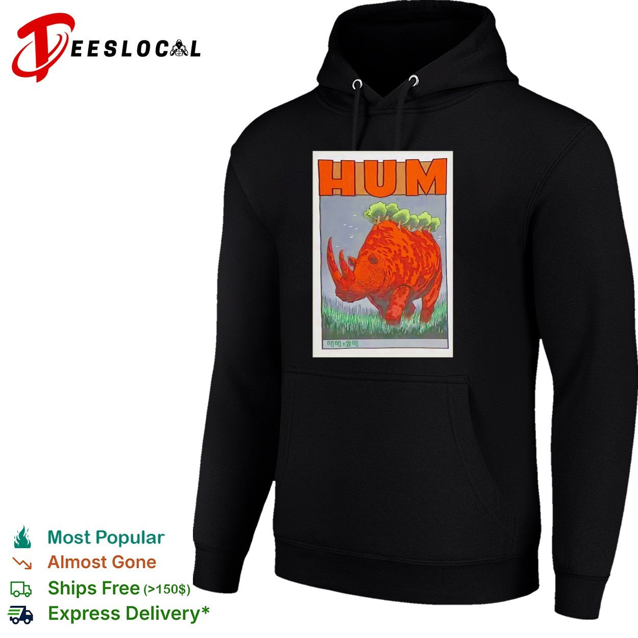 Hum 44 24 Rhino Forest Illustration Band Tour Music Poster Indie Rock Music shirt