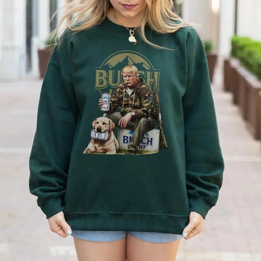 Hunting Trump Sweatshirt, Busch Light Trump Hunting Sweatshirt , Trump 2024 shirt, Trump Supporter Cotton Crewneck