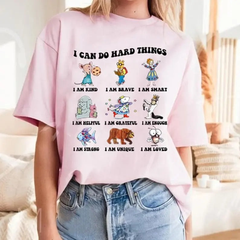 I Can Do Hard Things Tshirt, Believe In Yourself Shirt, Teacher Lover Gifts Shirt, Children's Book Characters TShirt,...