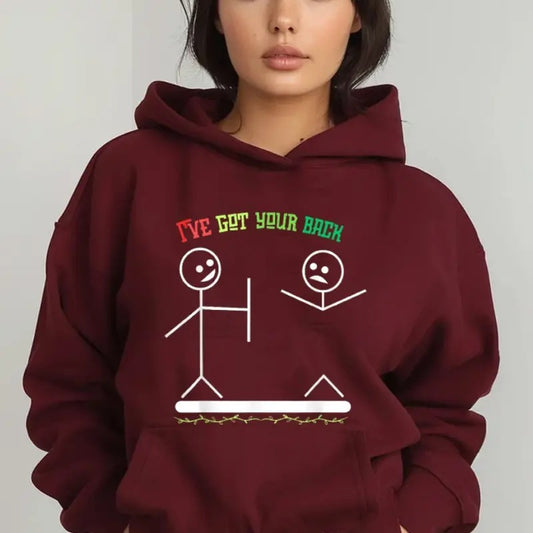 I Got Your Back Friendship Funny Hoodie Casual Street Style Fleece Fabric Pullover Sweatshirt for Women for Men, Perfect Gift