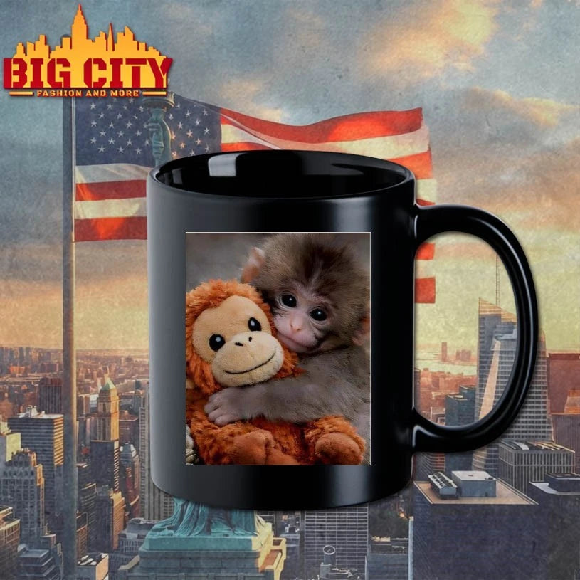 I Love Punch Monkey hugging stuffed monkey T-shirt