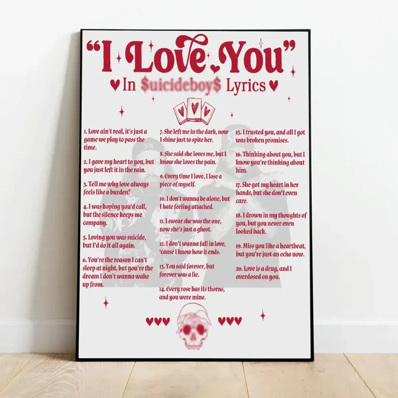 I Love You SB Lyrics Poster, Ruby Da Cherry And Scrim Print, G59 Greyday Gift For Fans, Music Poster | Album Cover Poster...