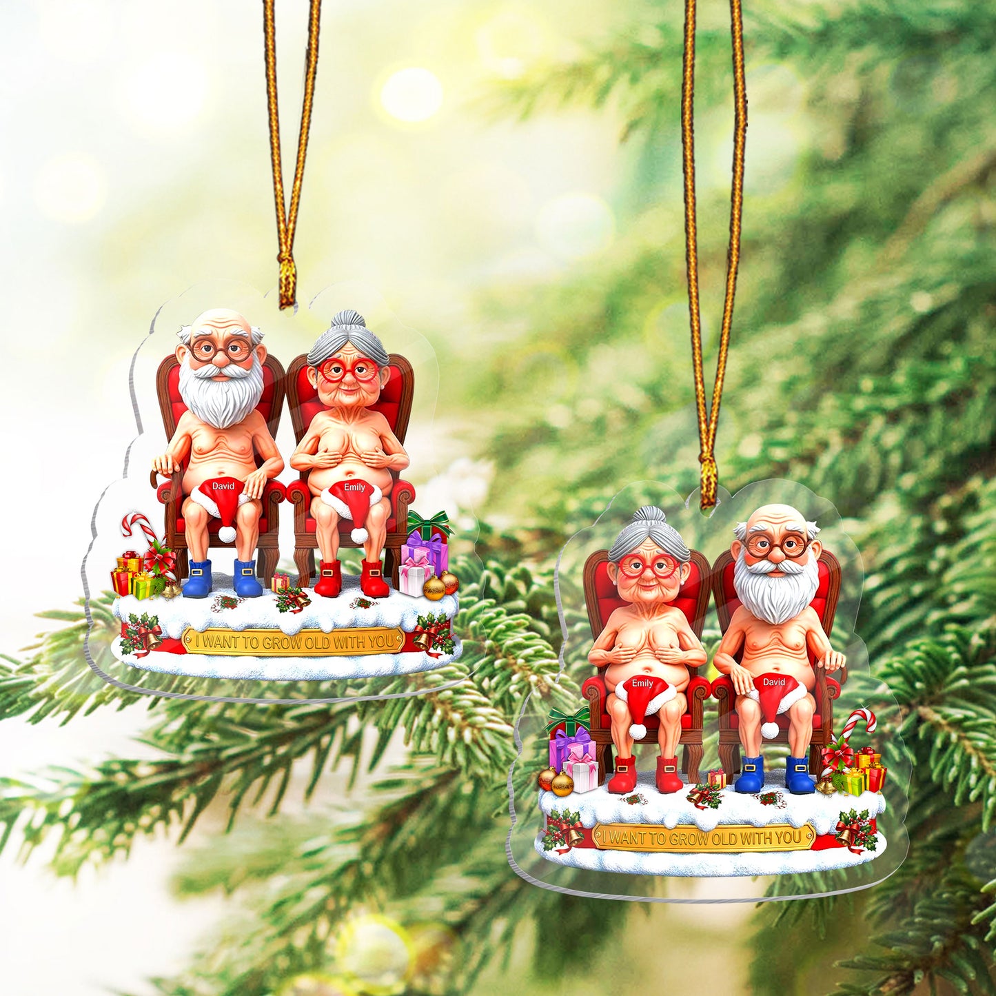 I Want To Grow Old With You Personalized Couple Ornament