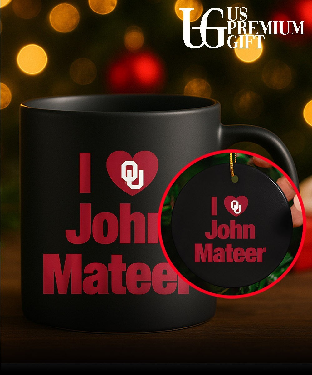 I heart John Mateer Oklahoma Sooners football logo shirt