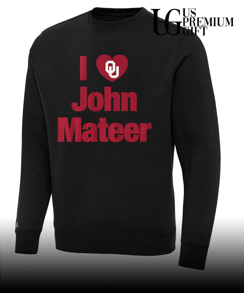 I heart John Mateer Oklahoma Sooners football logo shirt