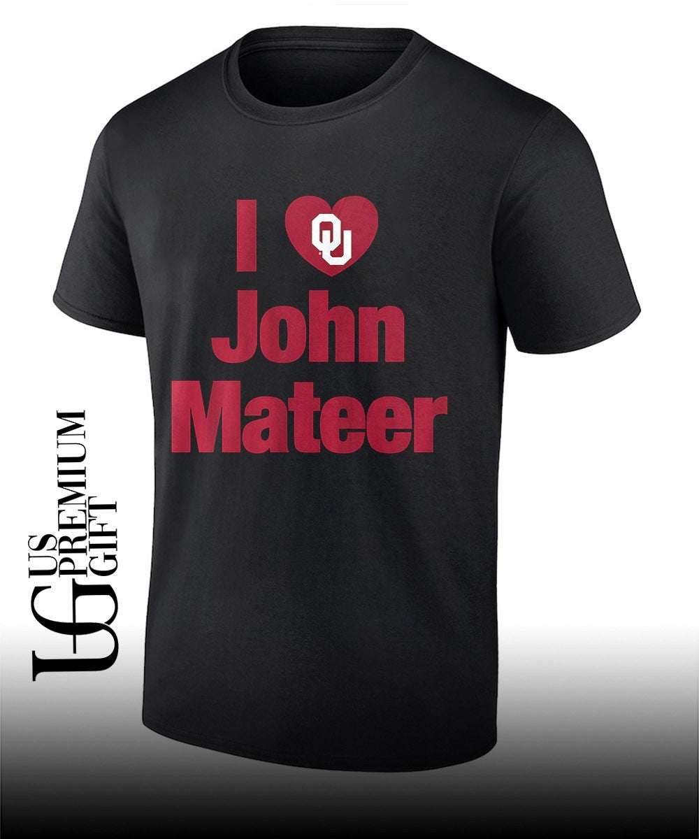 I heart John Mateer Oklahoma Sooners football logo shirt