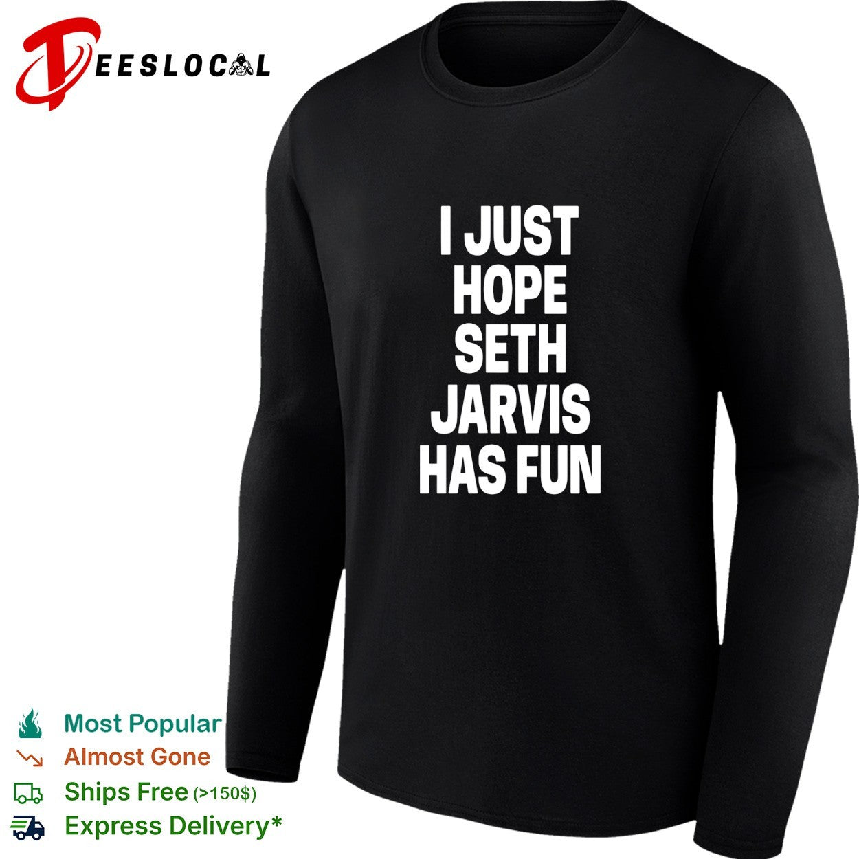 I just hope Seth Jarvis has fun bold white lettering real NHL player graphic shirt