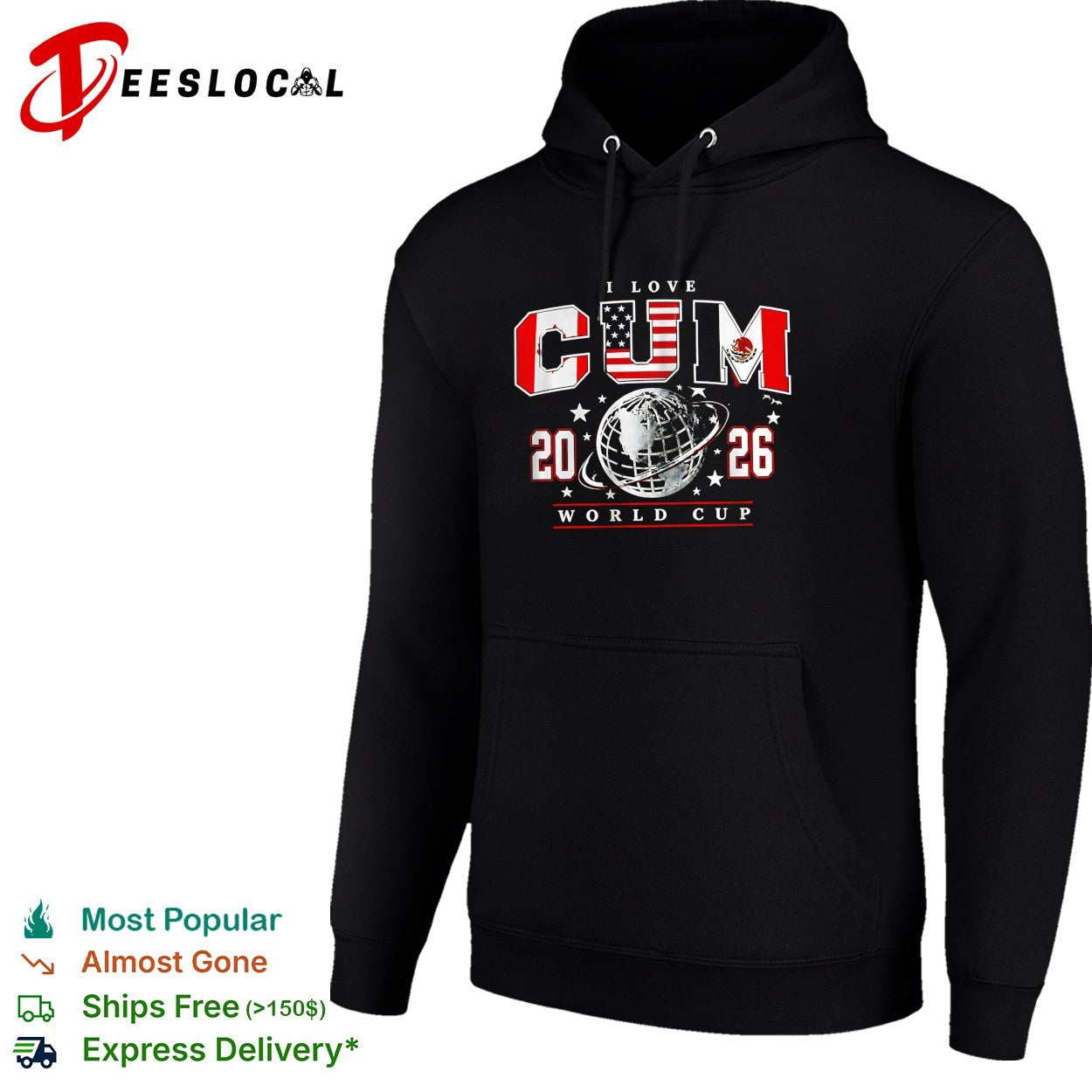 I love cum 2026 World Cup USA Mexico Canada flags globe shirt