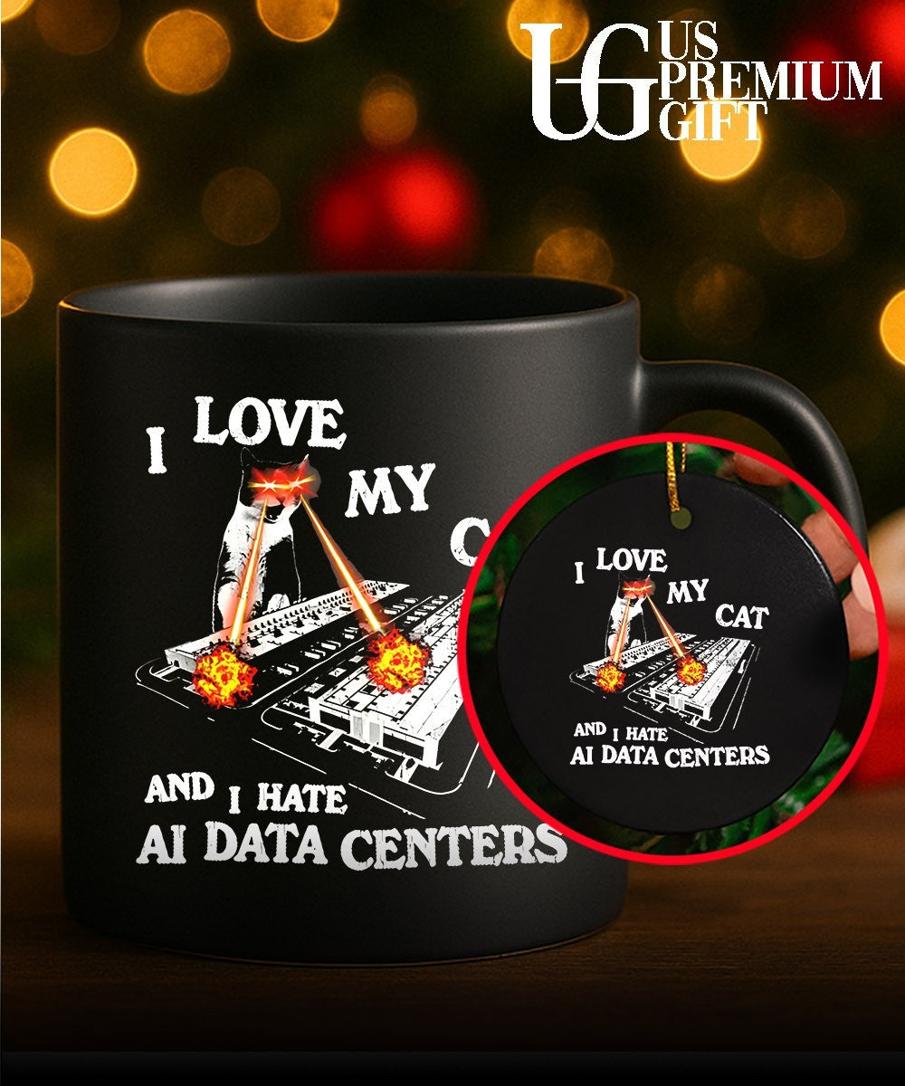I love my cat hate data centers T-shirt