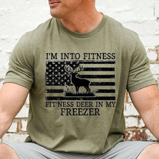 I'm Into Fitness Fitness Deer in My Freezer Shirt, Deer Hunting Dad Shirt, Dad Shirt, Gift for Hunter, Hunting T-Shirt, Funny Husband Shirts