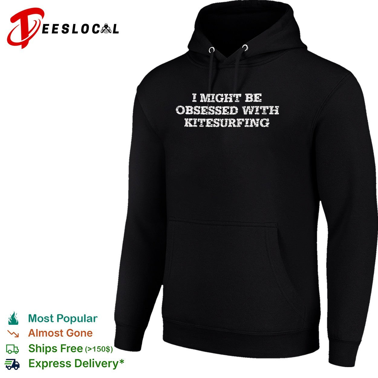 I might be obsessed with kitesurfing bold distressed typography shirt