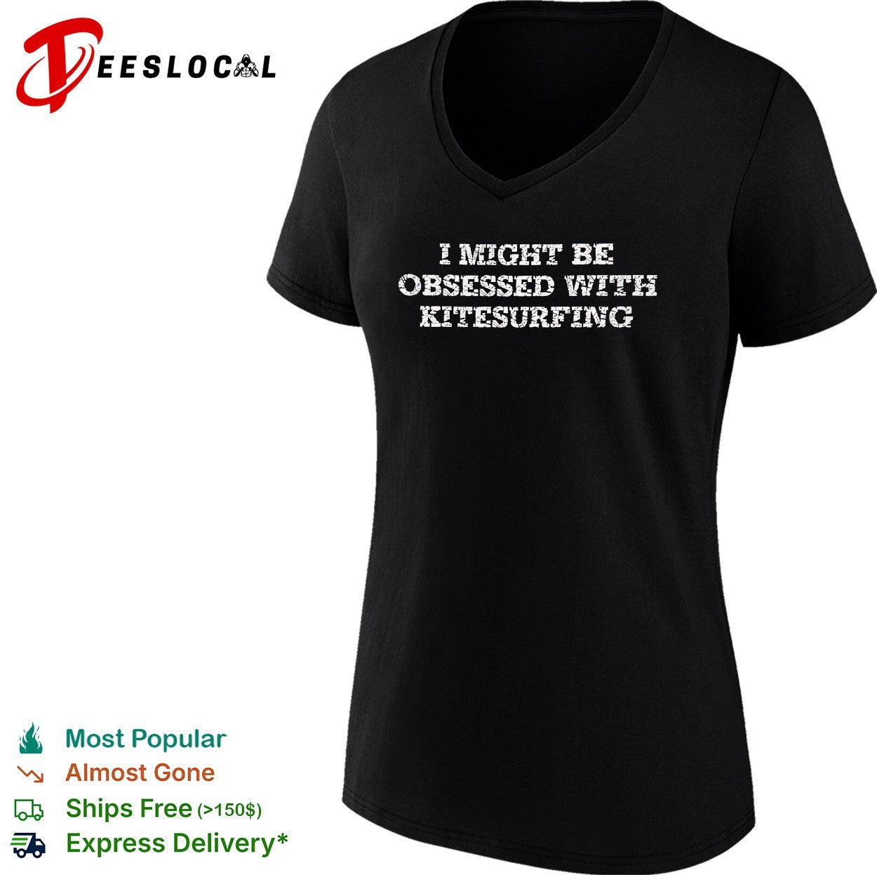 I might be obsessed with kitesurfing bold distressed typography shirt