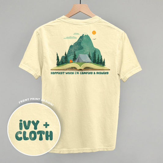 Happiest When I'm Camping & Reading (Back Print) - clothing by TeeHivey.com (Image 1)