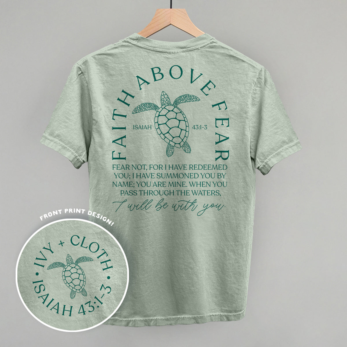 Faith Above Fear Turtle (Back Print) - clothing by TeeHivey.com (Image 2)