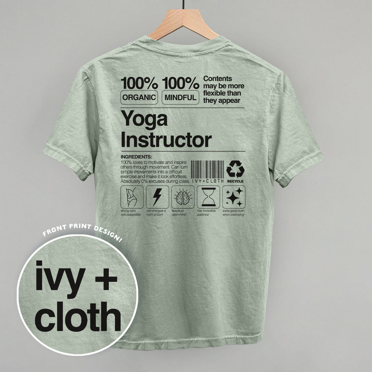 Yoga Instructor Nutrition Facts (Back Print) - clothing by TeeHivey.com (Image 2)