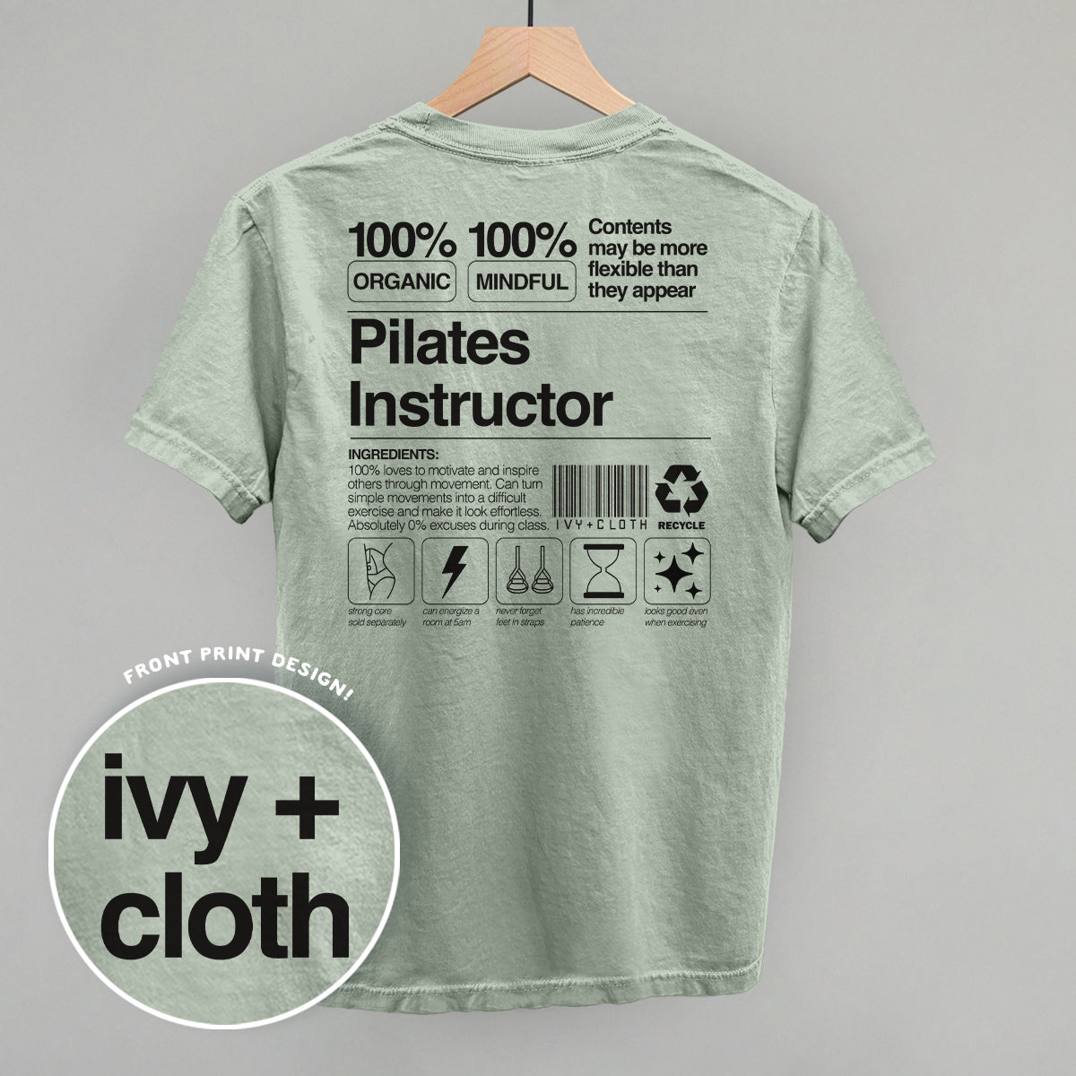 Pilates Instructor Nutrition Facts (Back Print) - clothing by TeeHivey.com (Image 2)