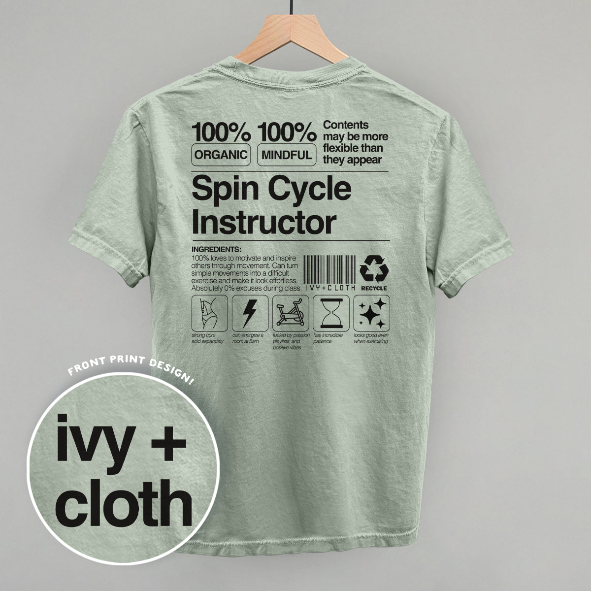 Spin Cycle Instructor Nutrition Facts (Back Print) - clothing by TeeHivey.com (Image 2)