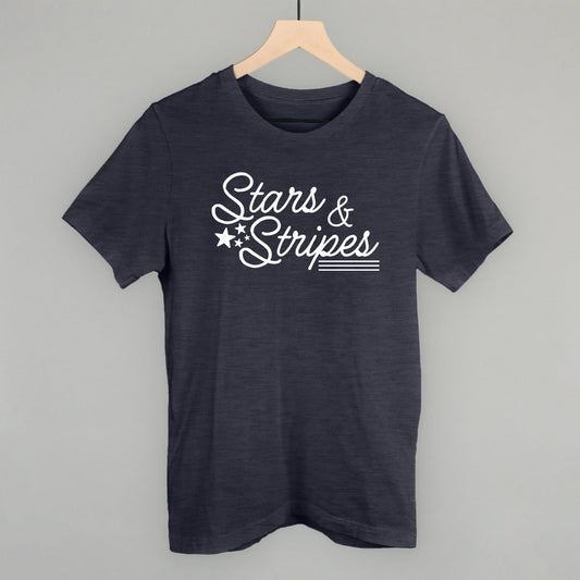 Stars & Stripes White Script - clothing by TeeHivey.com (Image 1)