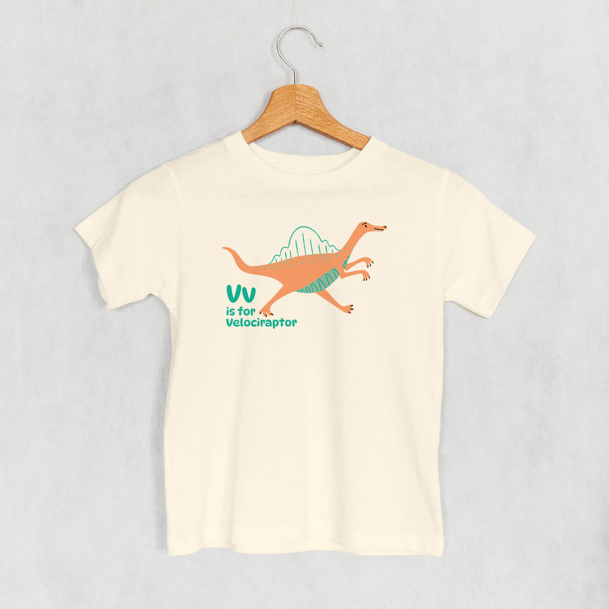 V Is For Velociraptor (Kids) - clothing by TeeHivey.com (Image 1)