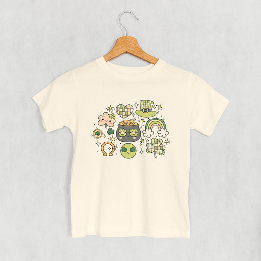 Pastel St. Patricks Doodles (Kids) - clothing by TeeHivey.com (Image 1)