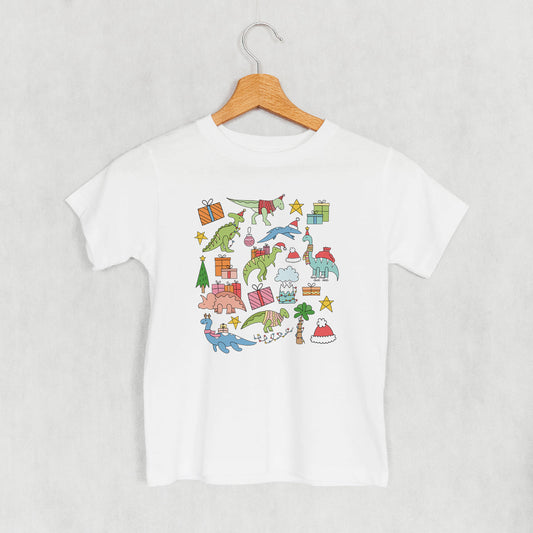 Christmas Dinosaur Collage (Kids) - clothing by TeeHivey.com (Image 1)