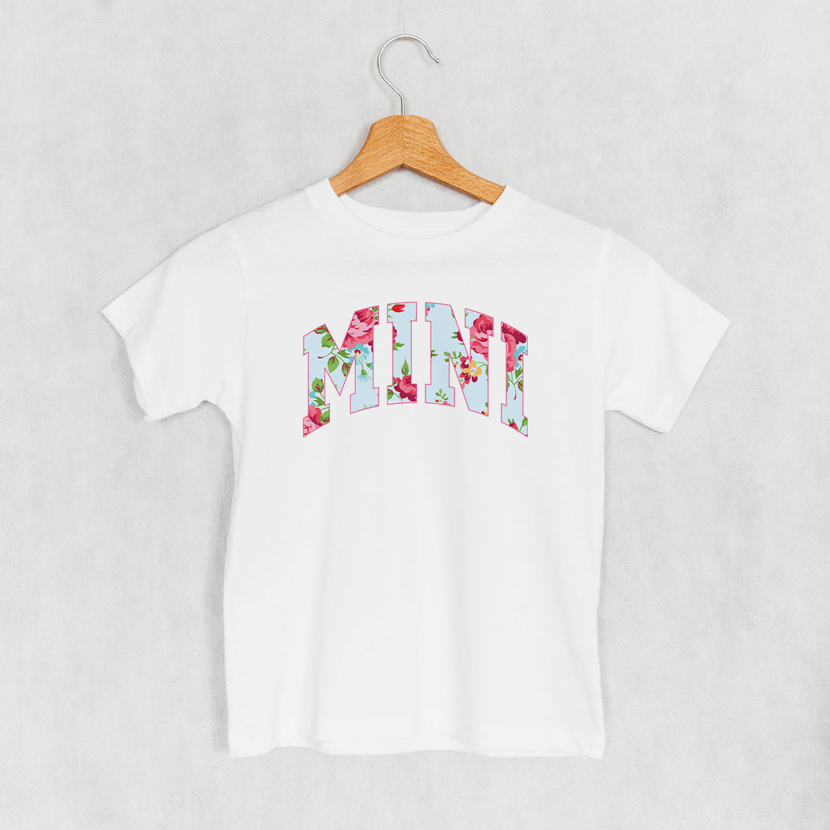 Mini (Block Letter Floral) (Kids) - clothing by TeeHivey.com (Image 1)