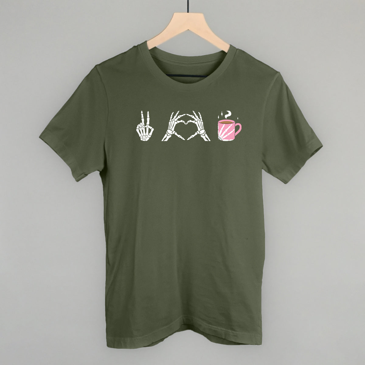 Peace Love Coffee Skeleton - clothing by TeeHivey.com (Image 3)