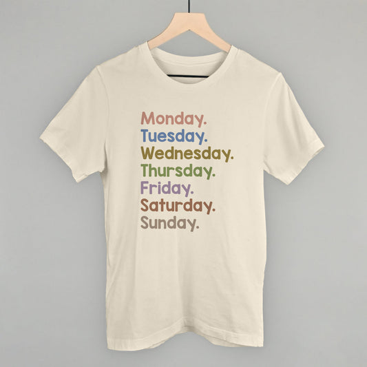 Days Of The Week Colorful - clothing by TeeHivey.com (Image 1)
