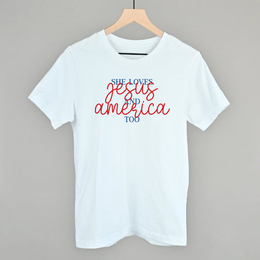 She Loves Jesus And America Too - clothing by TeeHivey.com (Image 1)